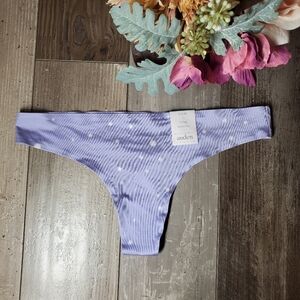 NWT Auden Purple White Polka Dot Bonded Edge Women's Micro Thong Size S (4-6)